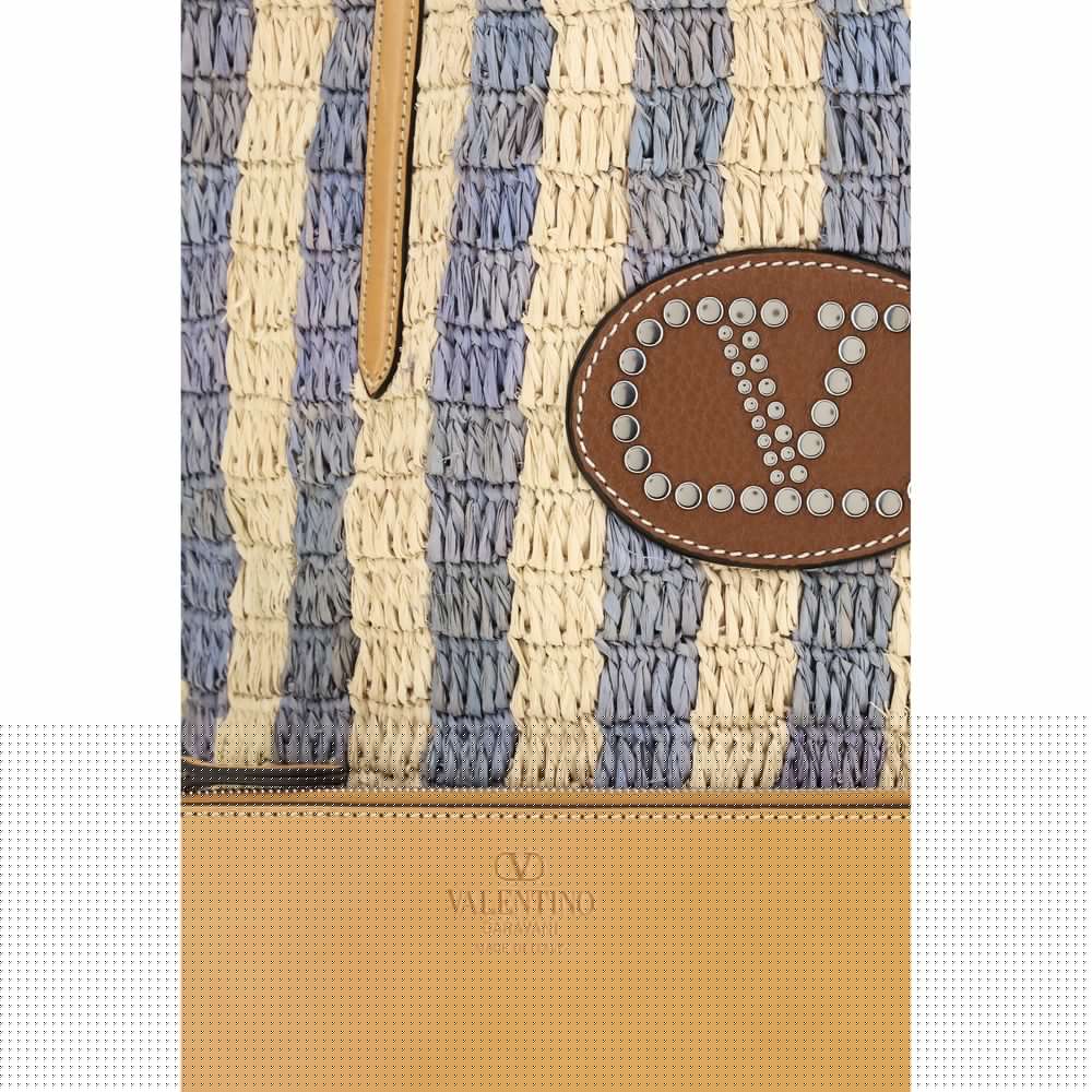 Valentino Garavani Blue Raffia Backet Bag