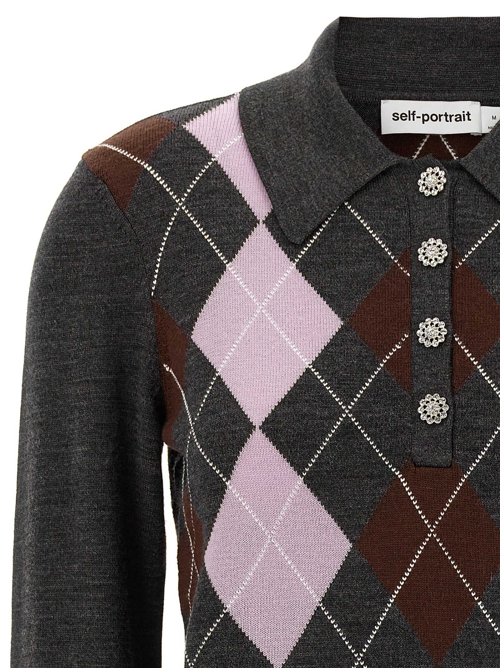 Self-Portrait Gray Wool Cardigan
