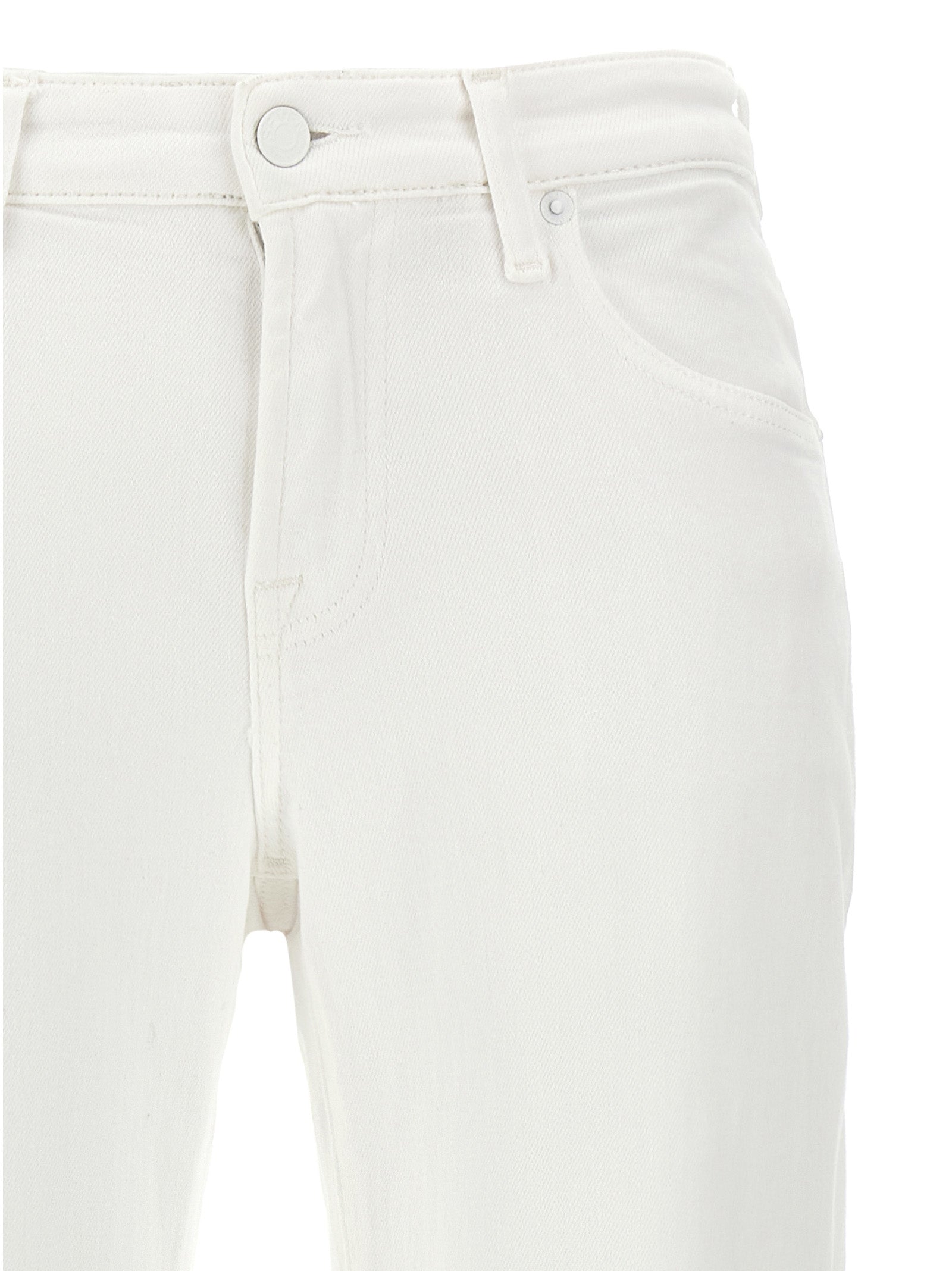 7 For All Mankind White Cotton High-Waisted Jean