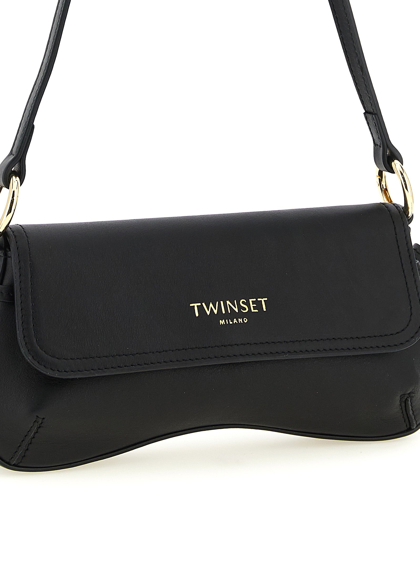Twinset Black Leather Shoulder Bag