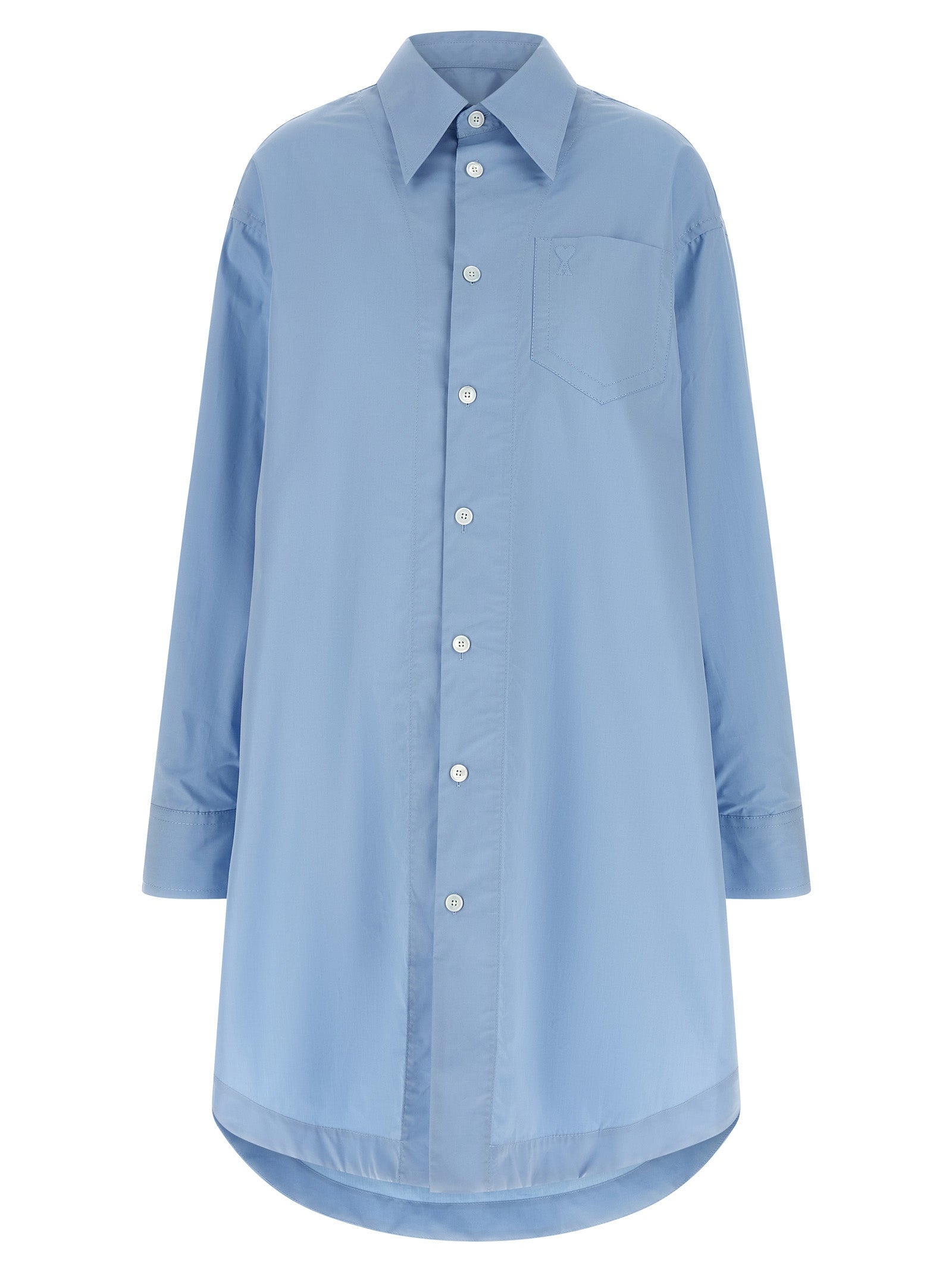 Ami Paris Blue Cotton Midi Dress