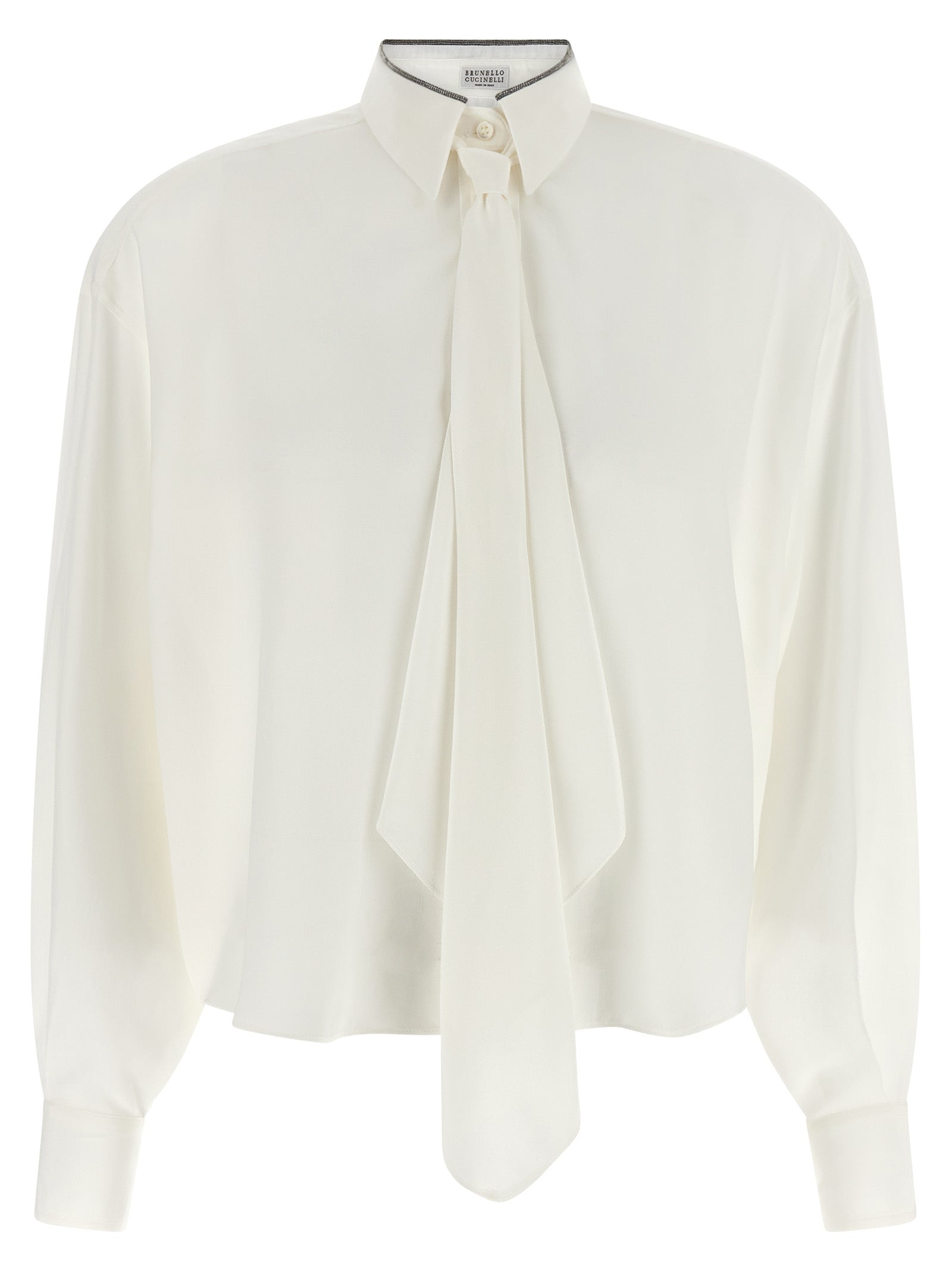 Brunello Cucinelli White Silk Blouse