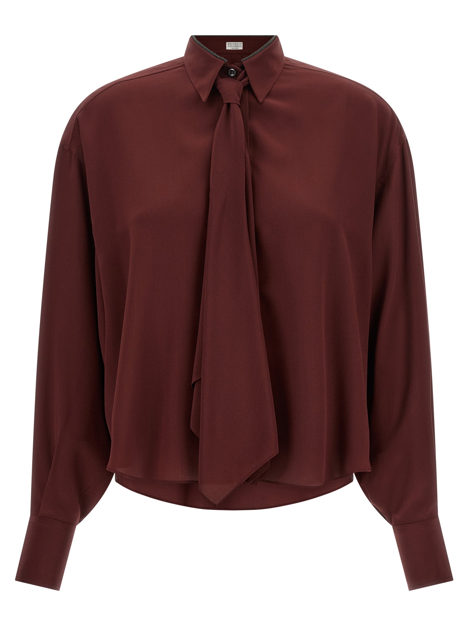 Brunello Cucinelli Bordeaux Silk Blouse