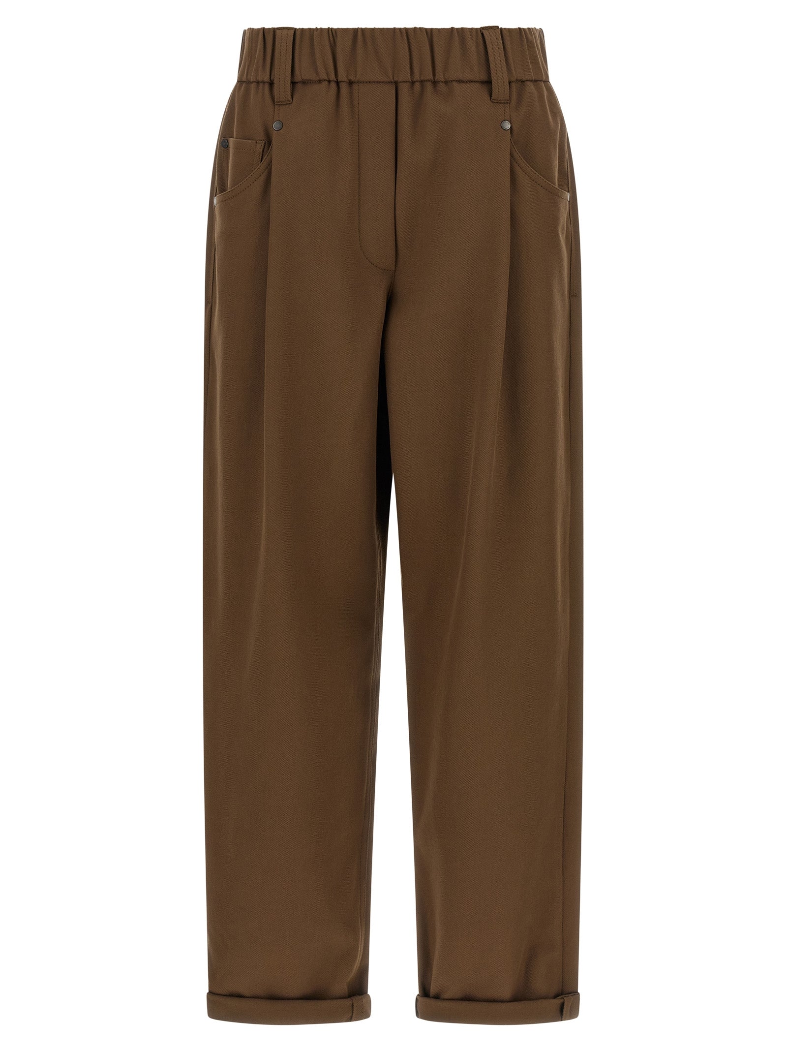 Brunello Cucinelli Brown Cotton Casual Pants