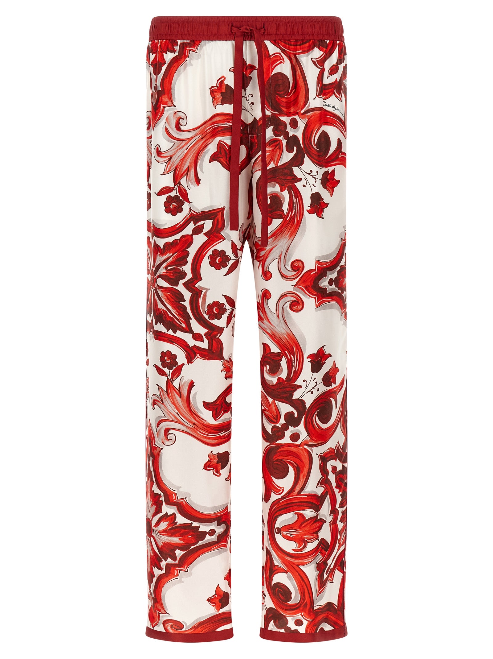 Dolce & Gabbana Red Silk Casual Pants