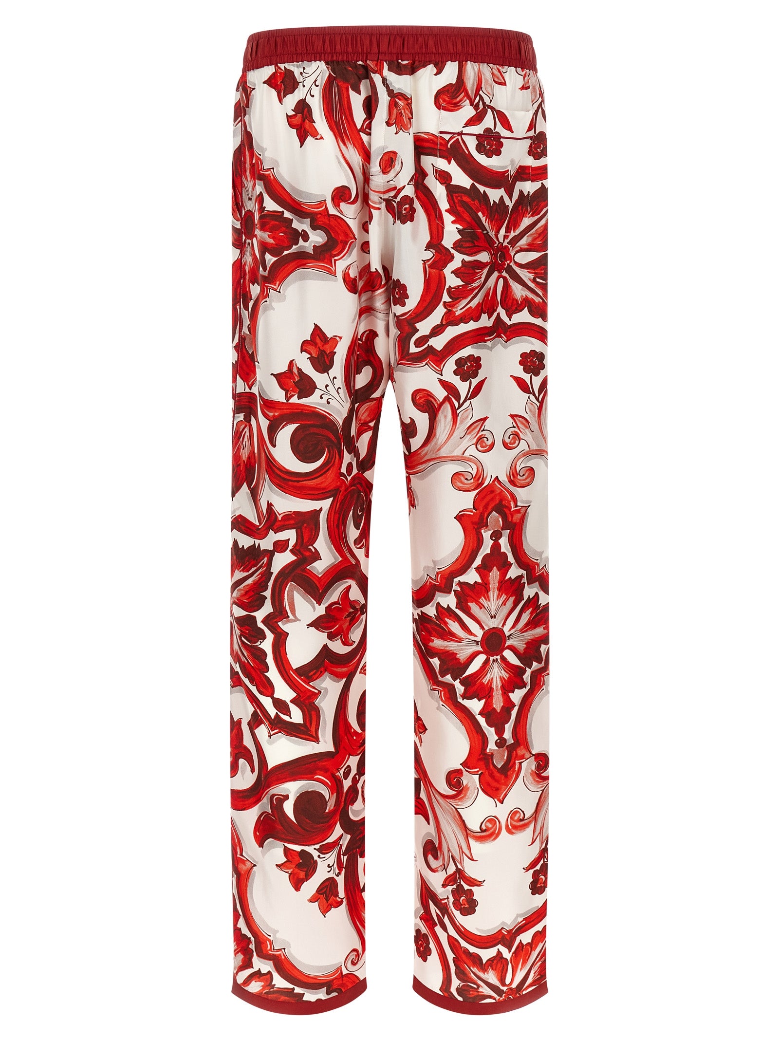 Dolce & Gabbana Red Silk Casual Pants