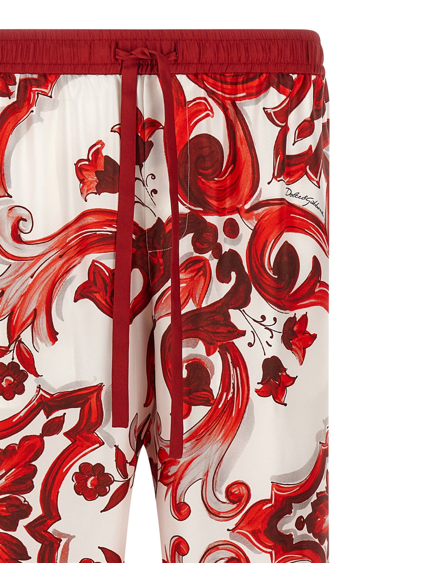 Dolce & Gabbana Red Silk Casual Pants