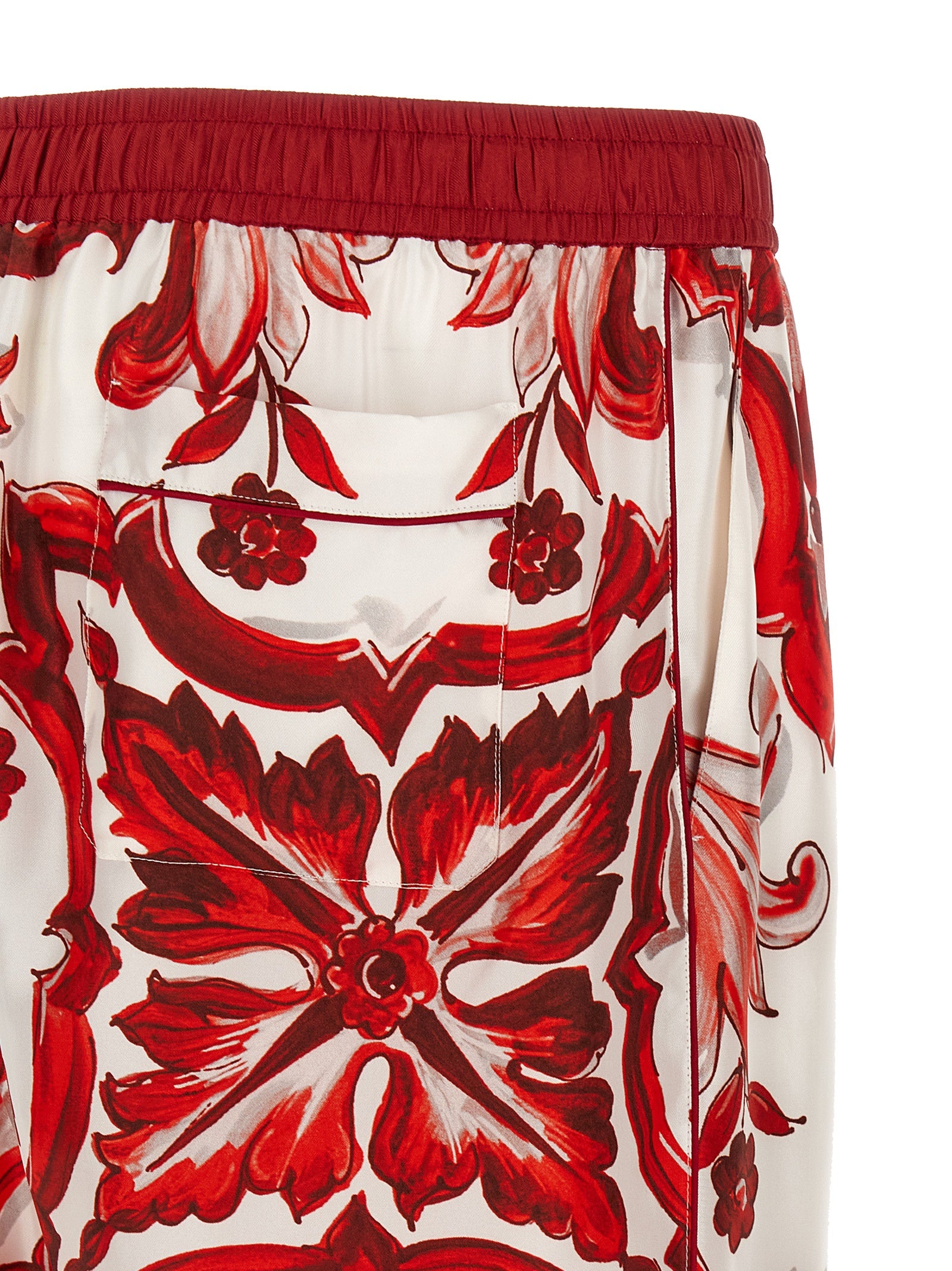 Dolce & Gabbana Red Silk Casual Pants
