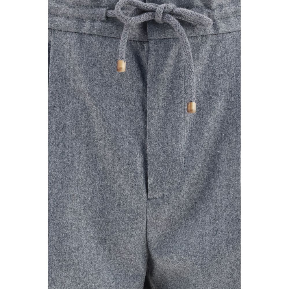 Brunello Cucinelli Gray Wool Oves Aries Casual Pants