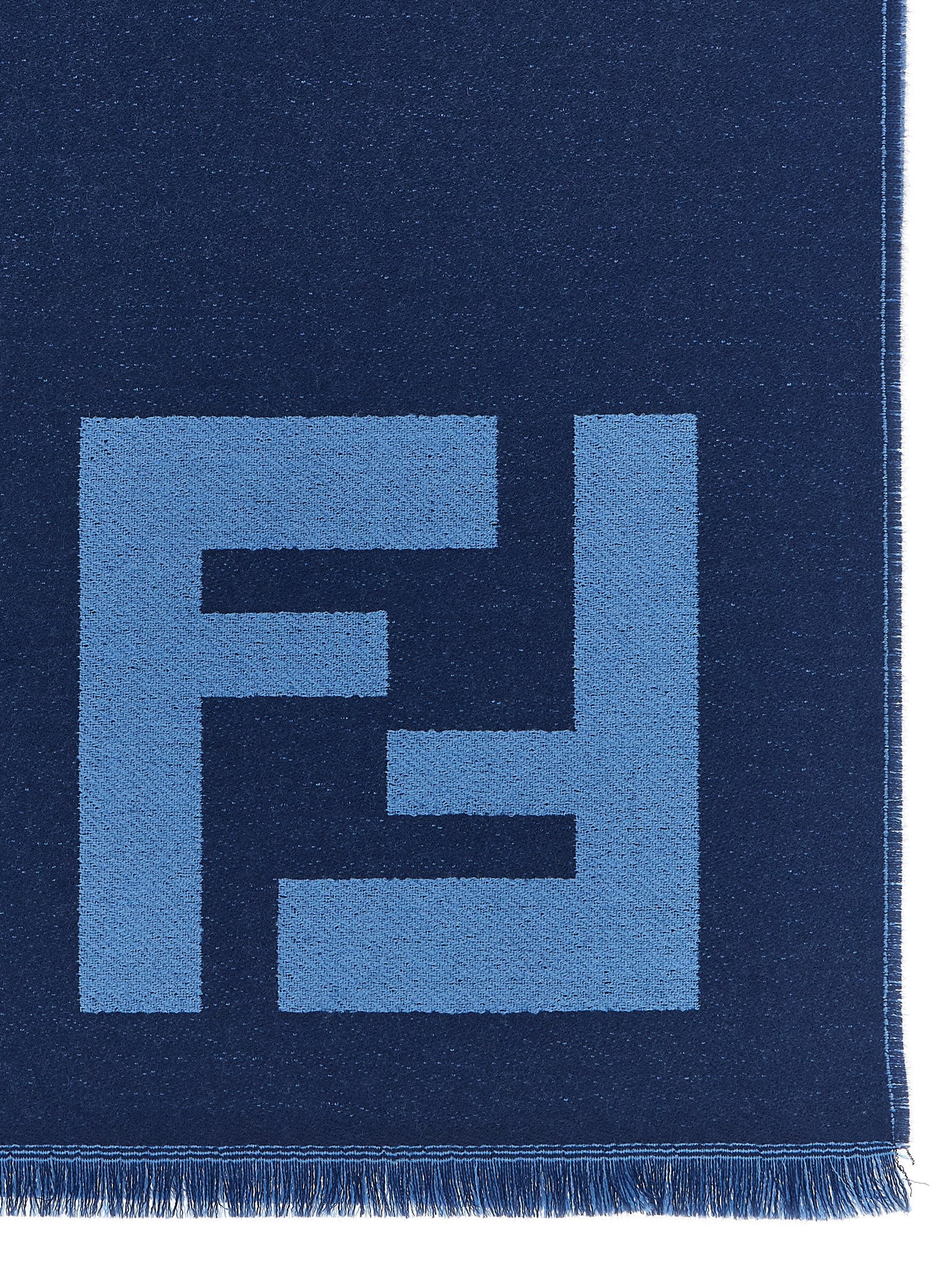 Fendi Blue Virgin Wool Scarf