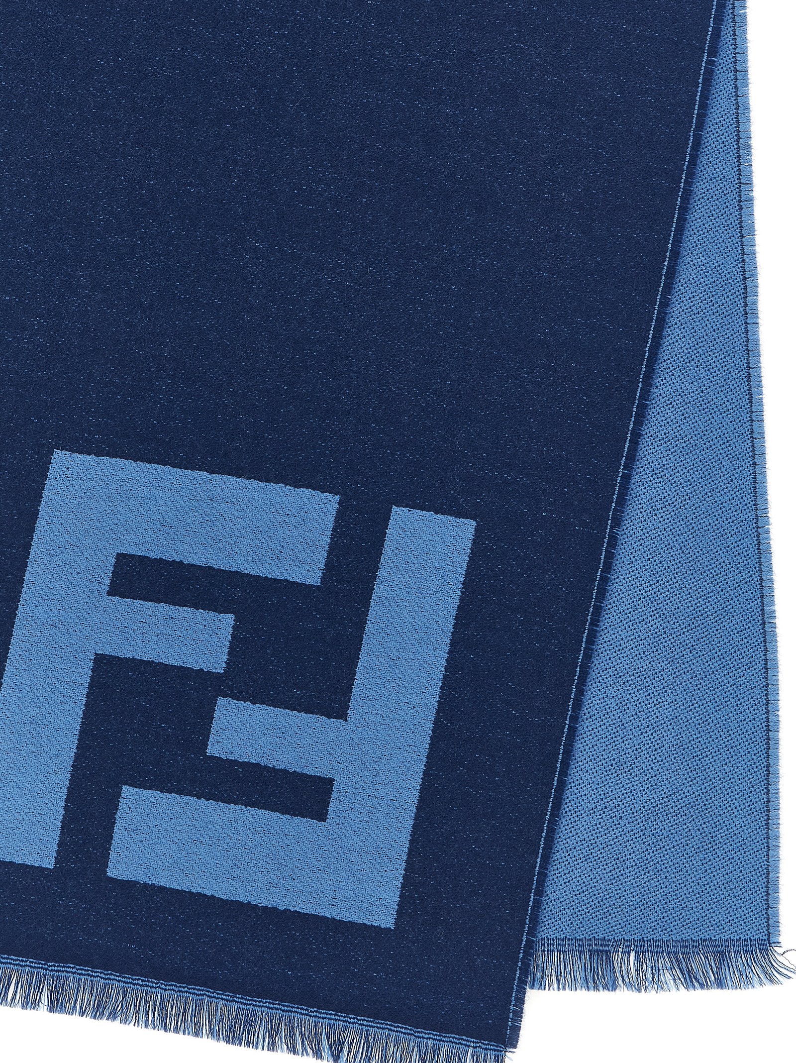 Fendi Blue Virgin Wool Scarf