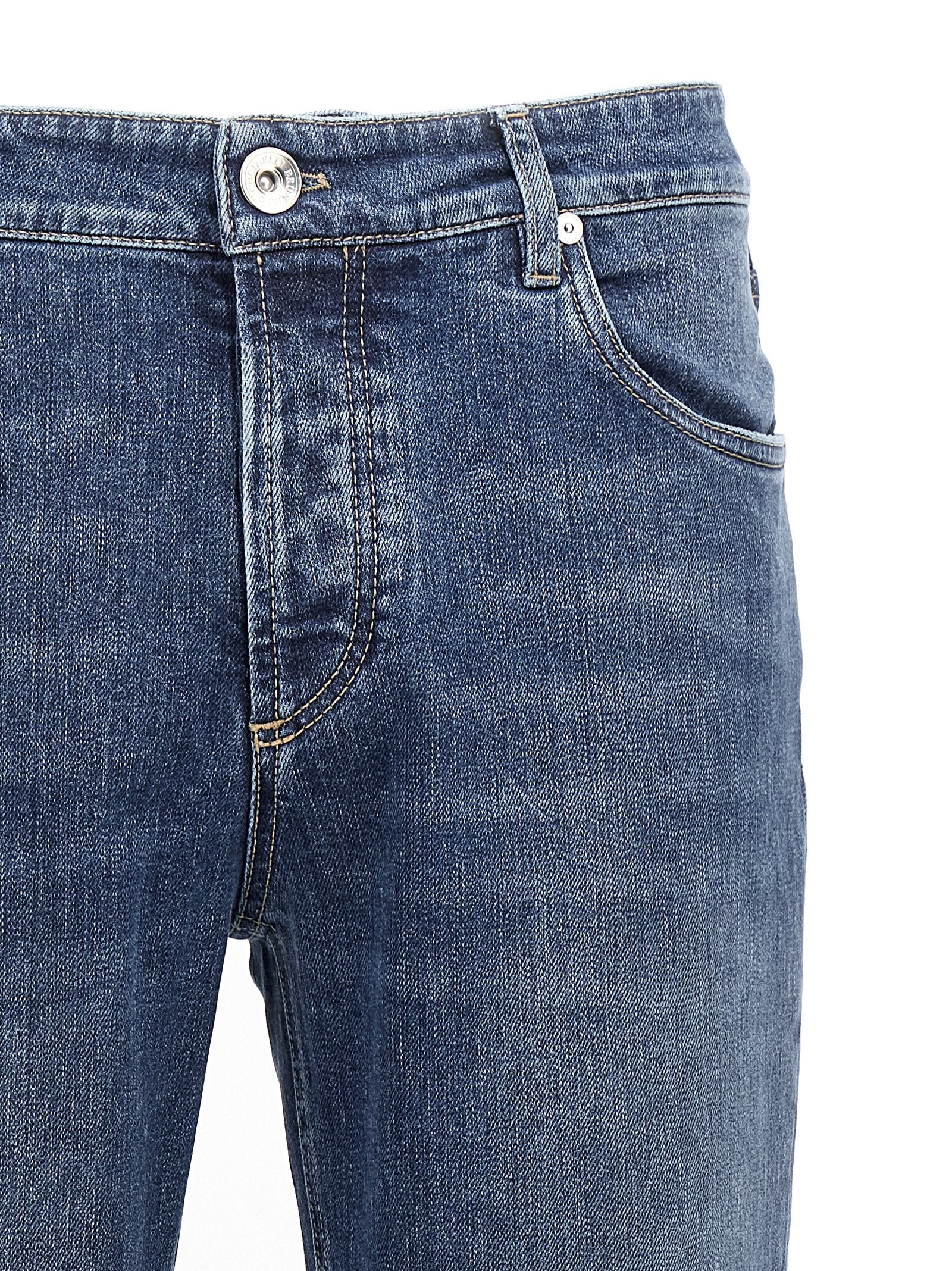 Brunello Cucinelli Blue Cotton Slim Fit Jeans