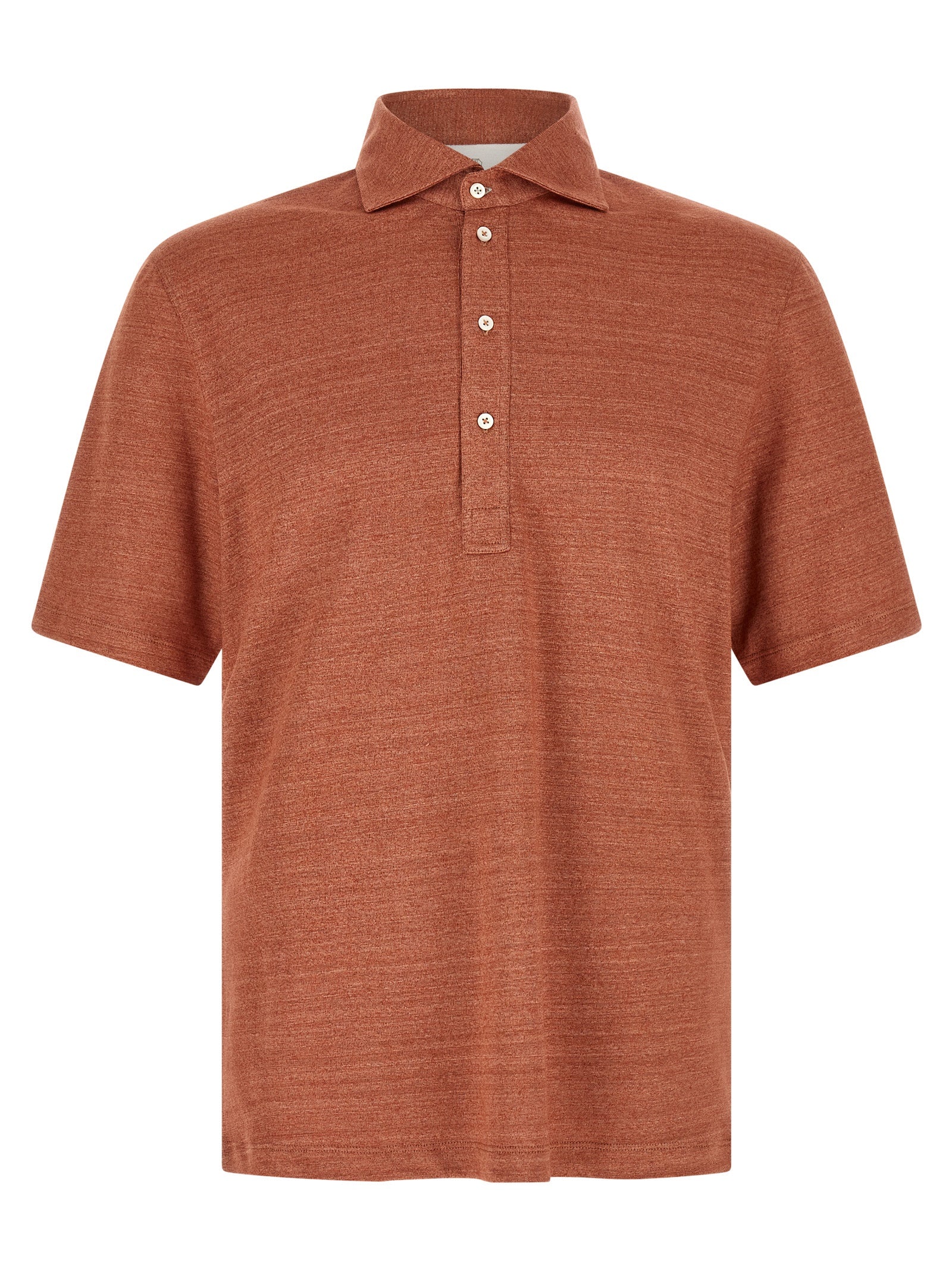 Brunello Cucinelli Orange Linen Polo Shirt