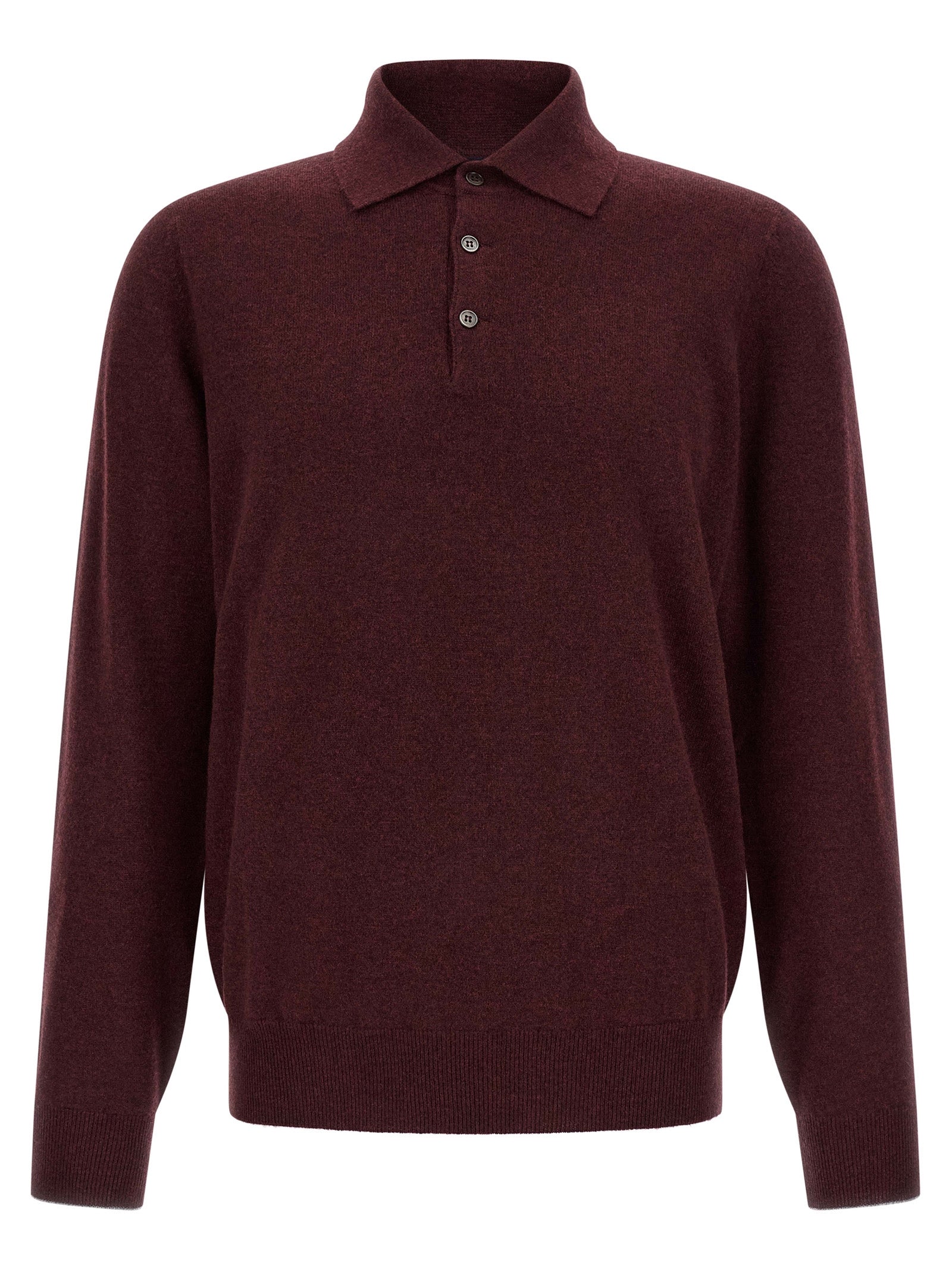Brunello Cucinelli Bordeaux Cashmere Polo Shirt