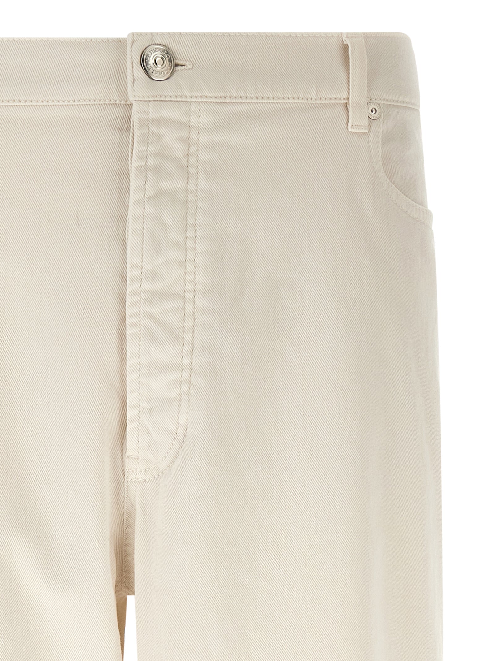 Brunello Cucinelli White Cotton Relaxed Fit Jeans