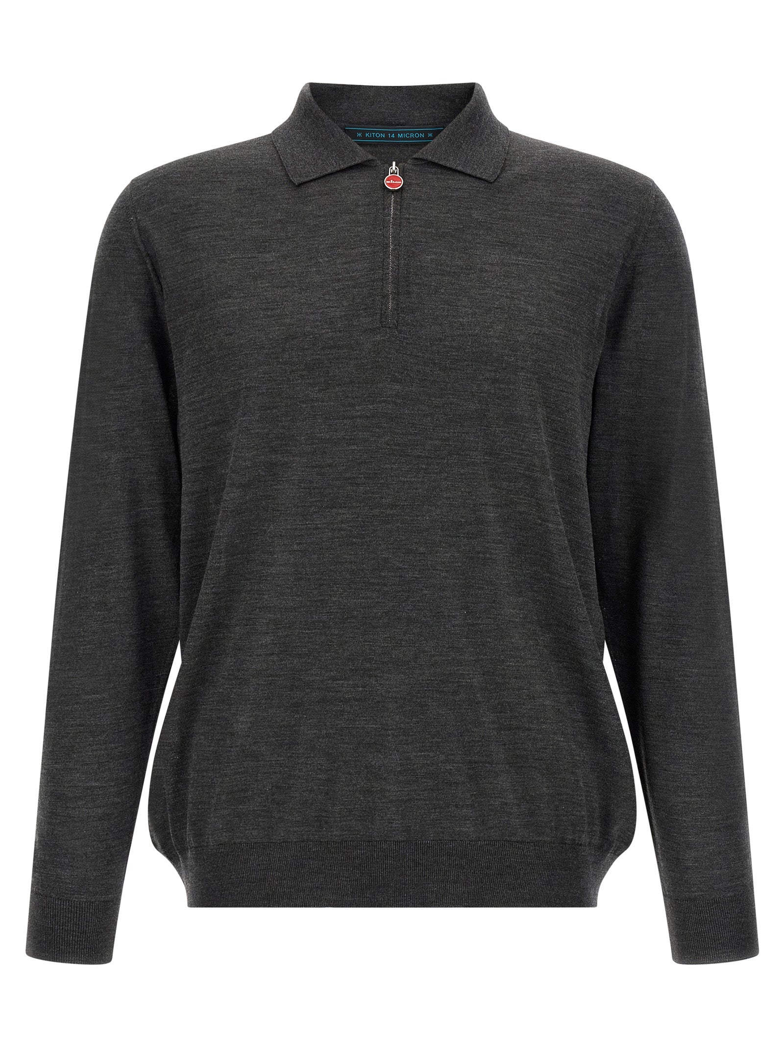 Kiton Gray Wool Polo Shirt