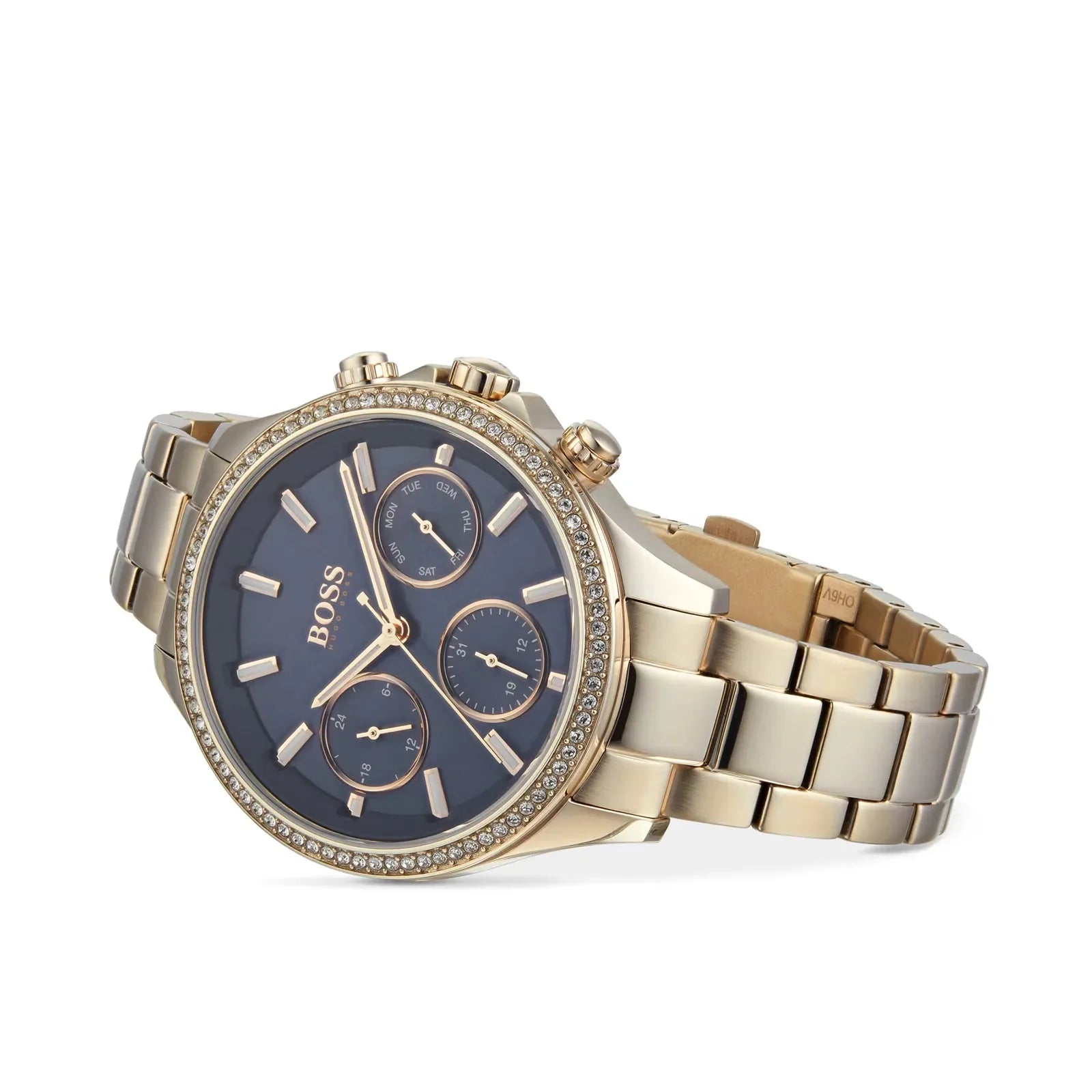 Hugo Boss Womens 1502566 Pandora Gold Tone Stainless Steel Watch With Blue Dial