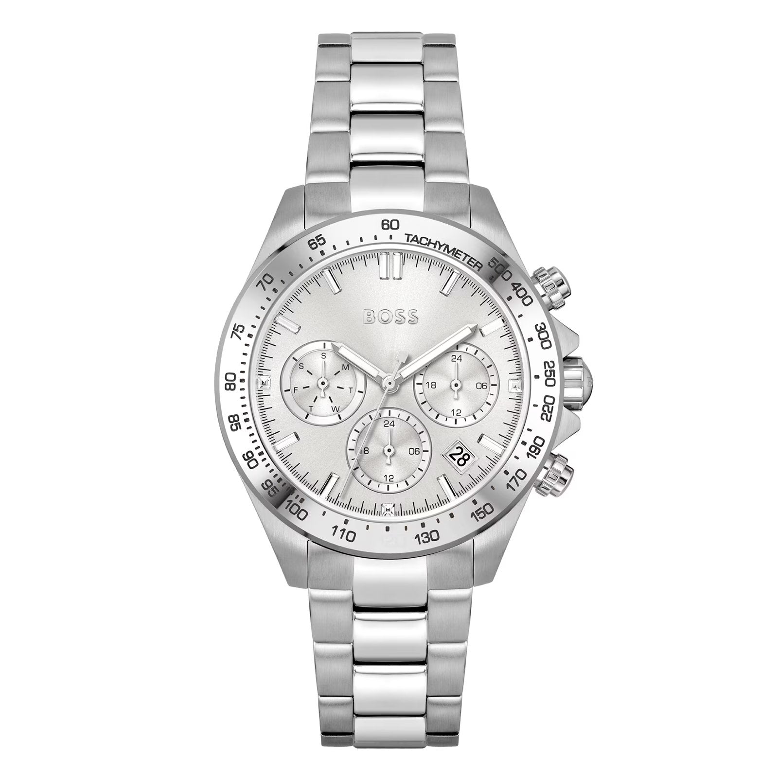 Hugo Boss Mens 1502616 Chronograph Stainless Steel Watch With Silver Dial