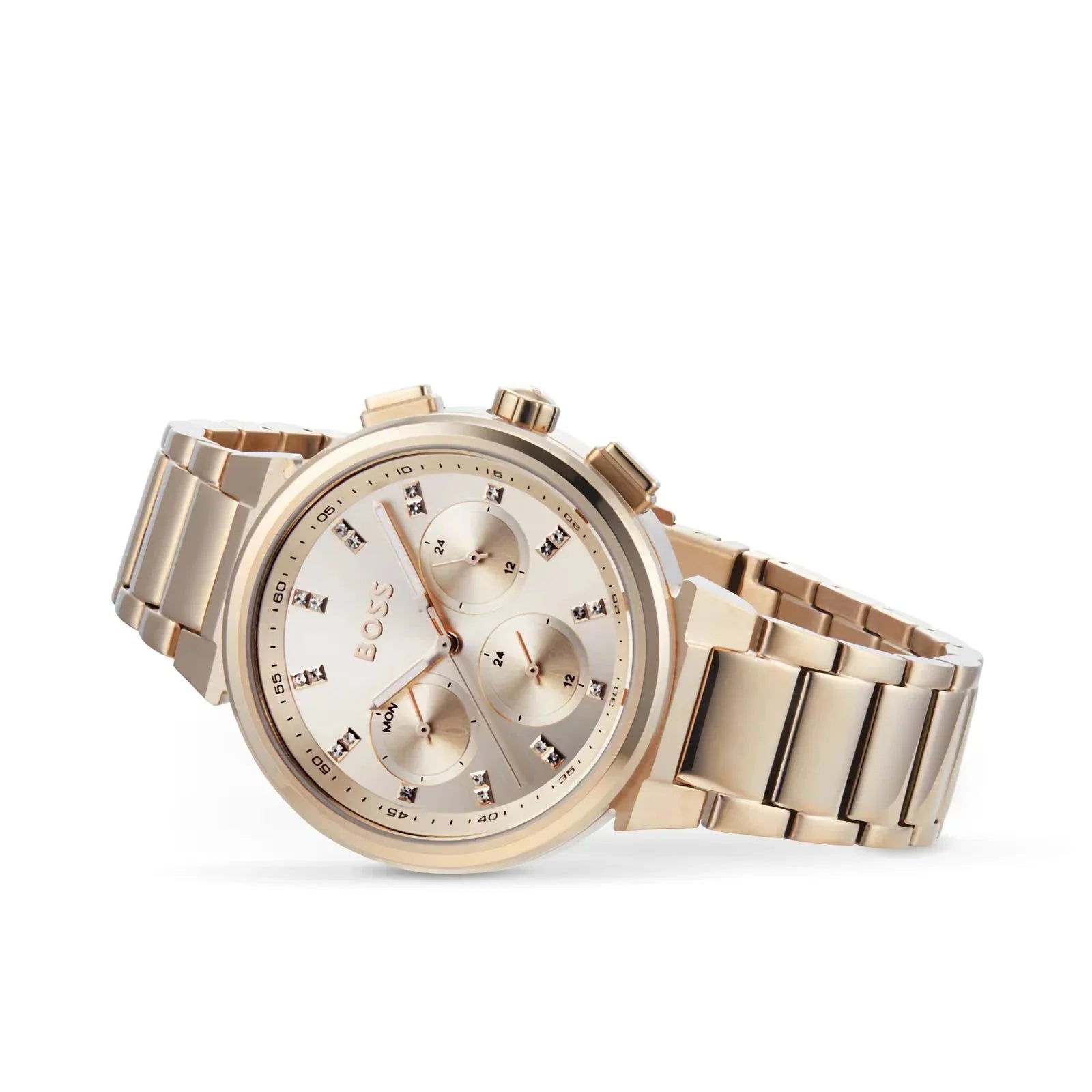Hugo Boss Womens 1502592 Pandora Gold Tone Stainless Steel Watch With Black Dial