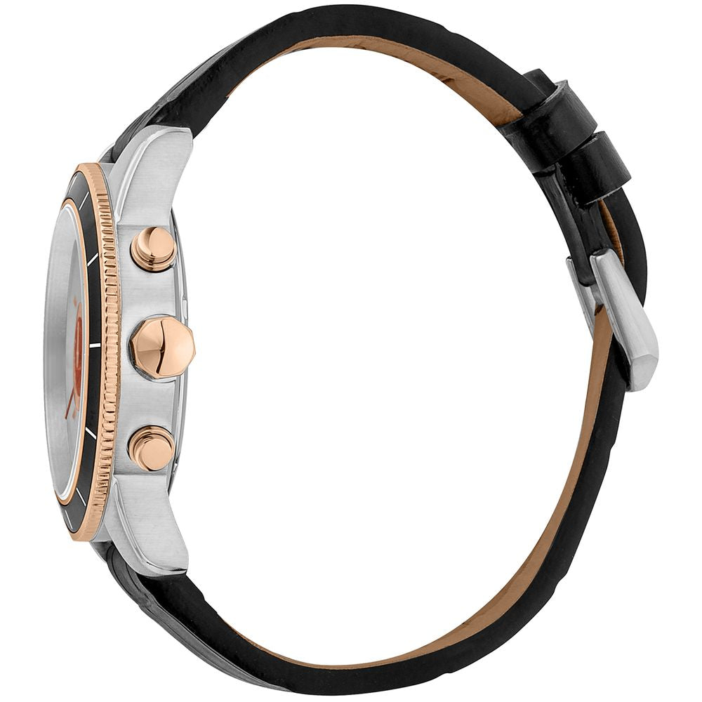 Just Cavalli Black Leather Dress Watch