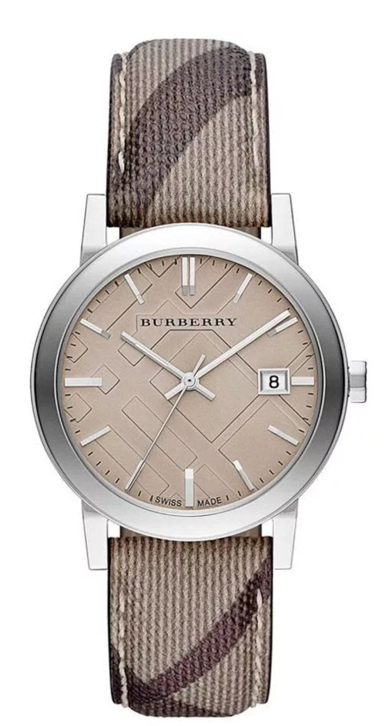 Burberry Ladies Watch Smoke Check Strap Bu9118