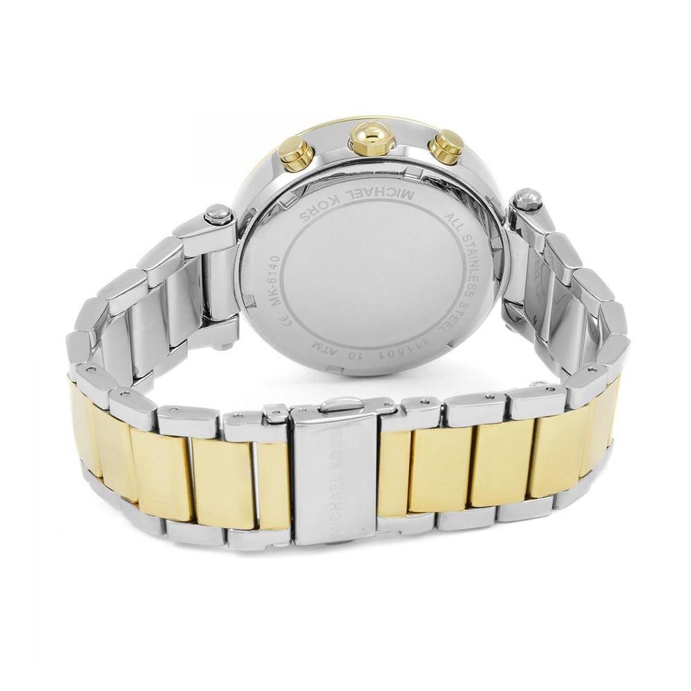 Michael Kors Mk6140 Ladies Silver Gold Chronograph Watch