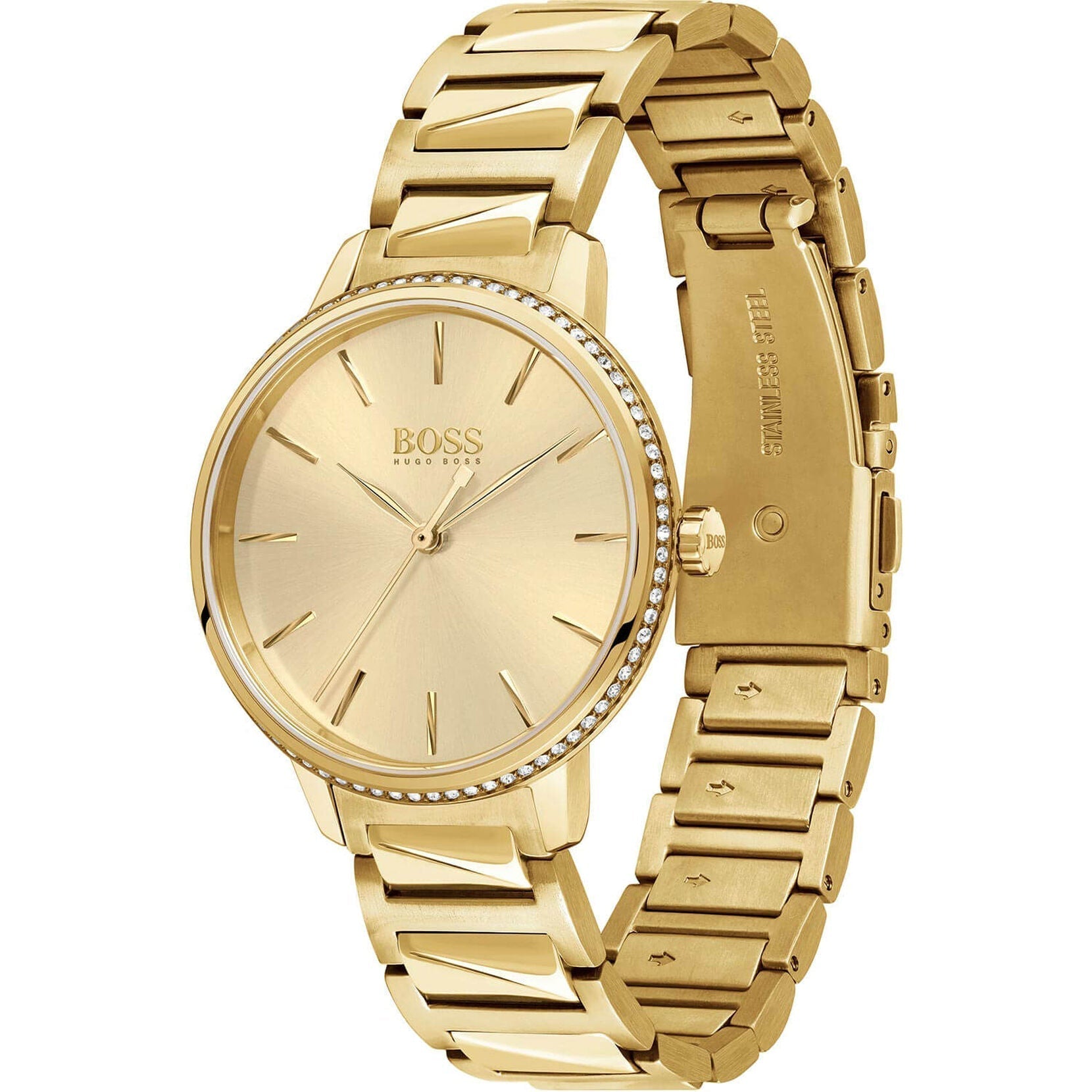 Hugo Boss Womens 1502541 Signature Gold Tone Stainless Steel Watch